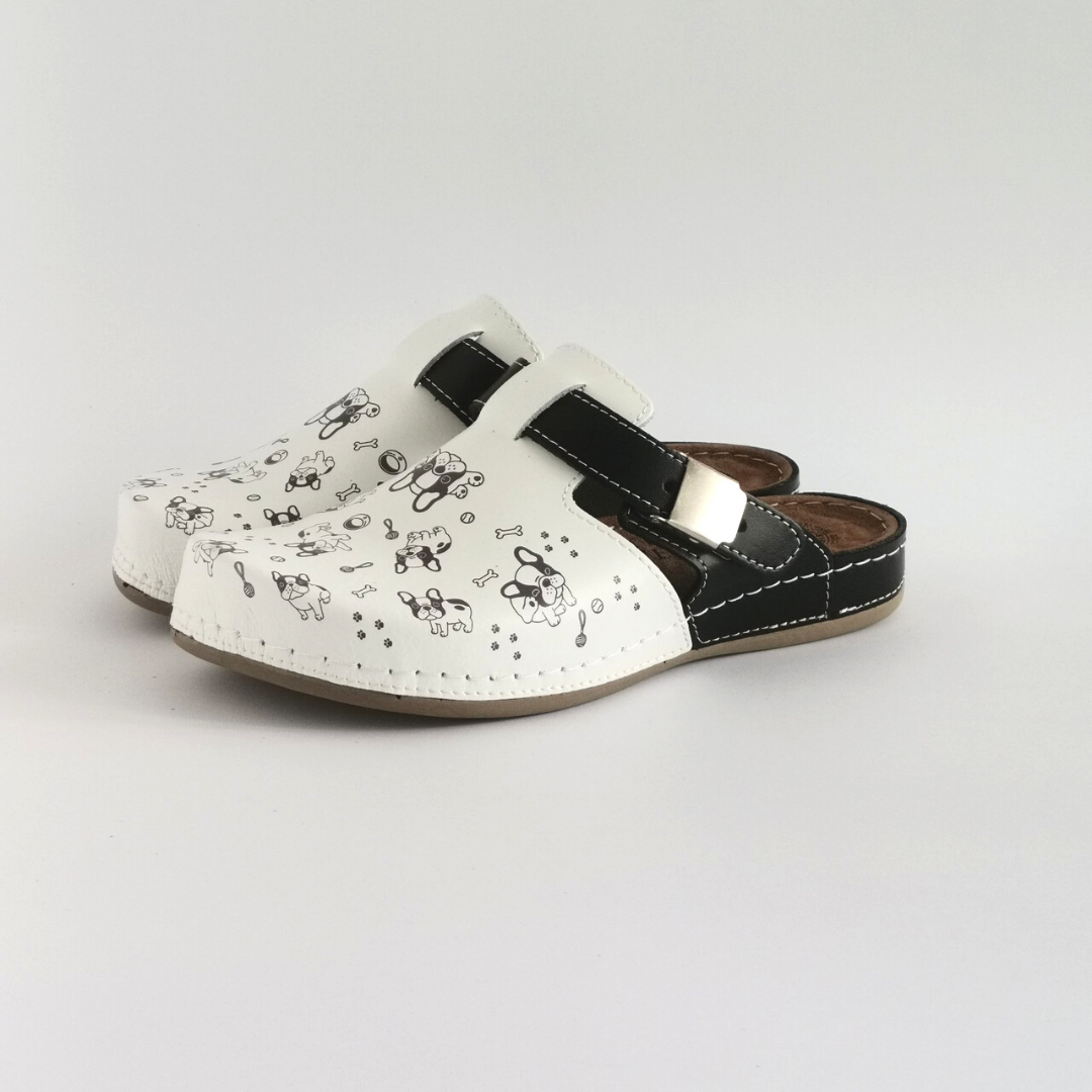 Bril Modna klompa kuce crna, prirodna koža