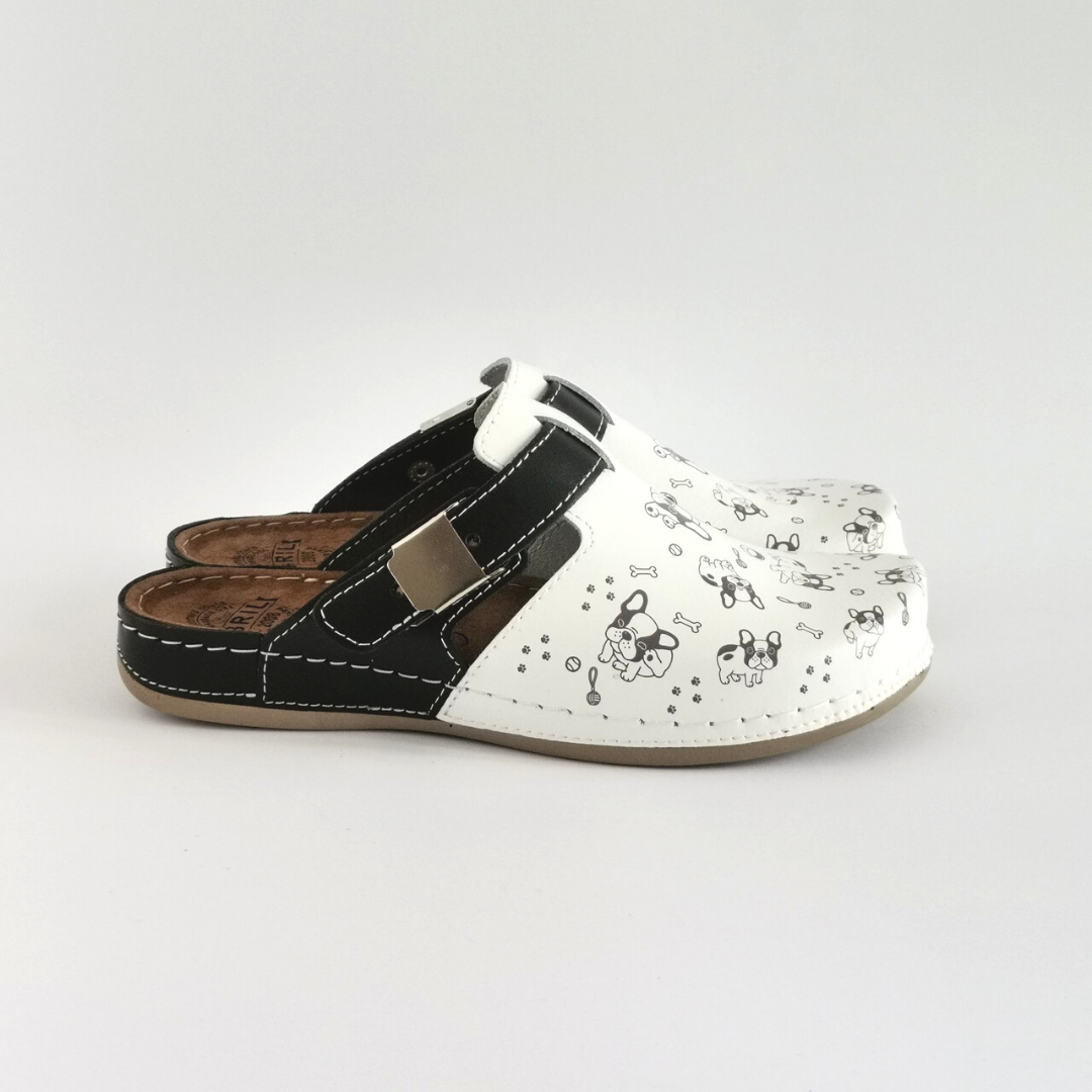 Bril Modna klompa kuce crna, prirodna koža