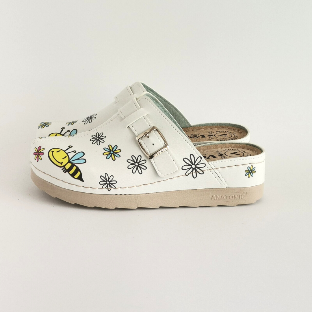 Vesna ŽENSKA KLOMPA PRINT 195 BELA PČELICA