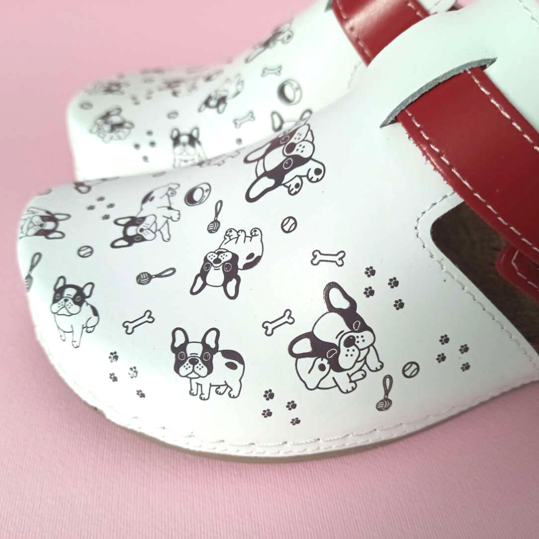 Bril modna klompa kuce crvena, prirodna koža