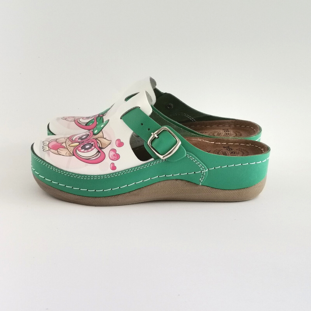 Bril Mony klompa sovica zelena, prirodna koža