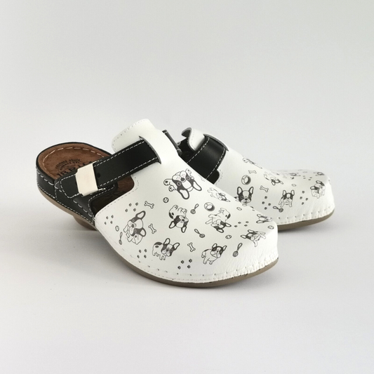 Bril Modna klompa kuce crna, prirodna koža