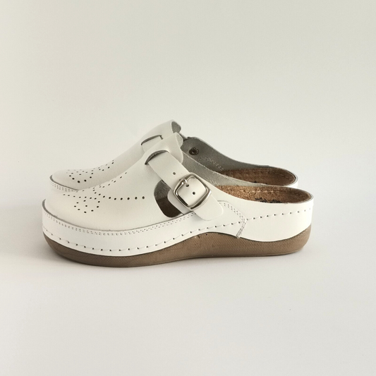 Bril Mony klompa srednja PUM110 BIJELA, prirodna koža