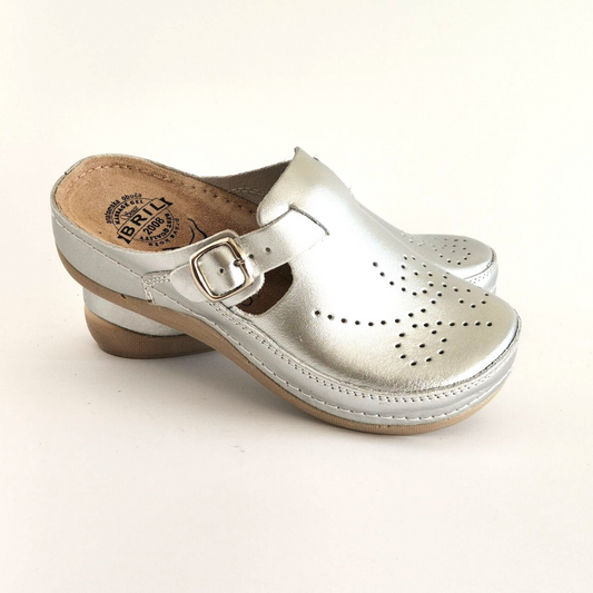 Bril Mony klompa srednja PUM110 SREBRNA, prirodna koža