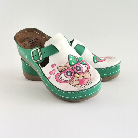 Bril Mony klompa sovica zelena, prirodna koža