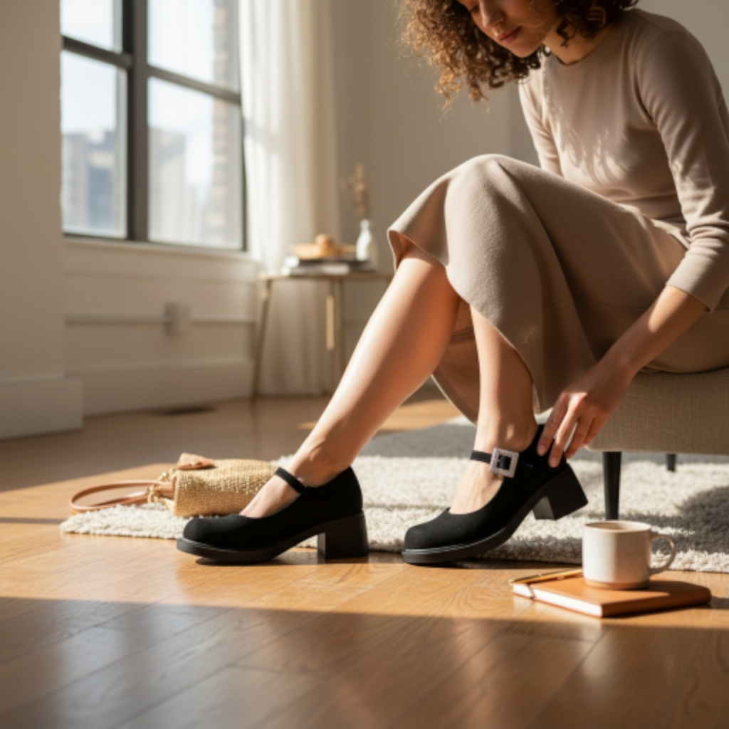 Capone Mary Jane cipele štikla crna