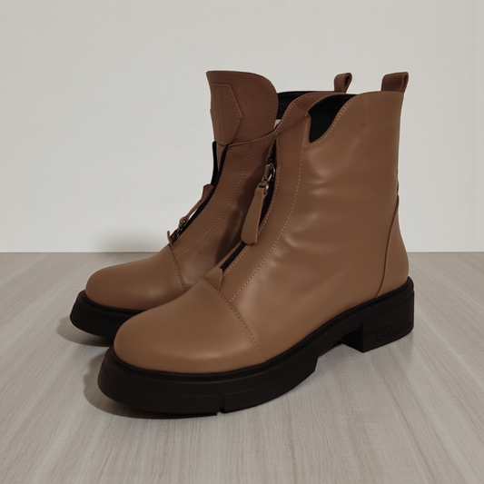 AMR čizme bež, prirodna koža